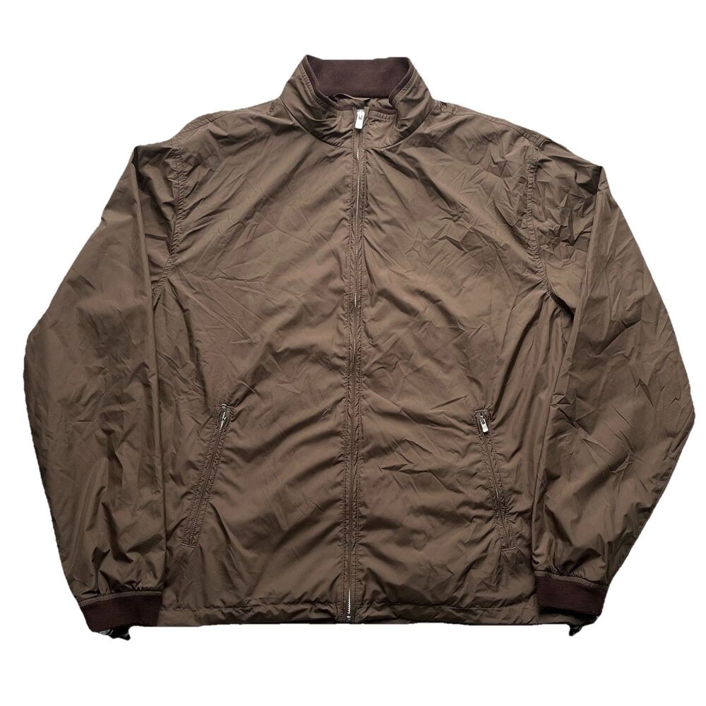 Peter Millar Jacket Mens XL Brown Lined Full Zip Windbreaker Golf Office Preppy